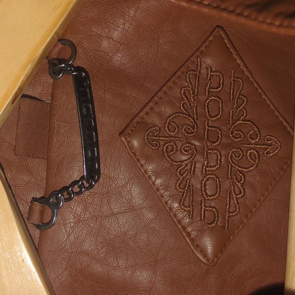 Brown Vegan Leather Jacket - Picture 3 of 5